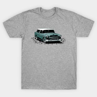 55 Chevy Nomad, Teal 1955 Chevrolet Bel Air Nomad hot rod T-Shirt